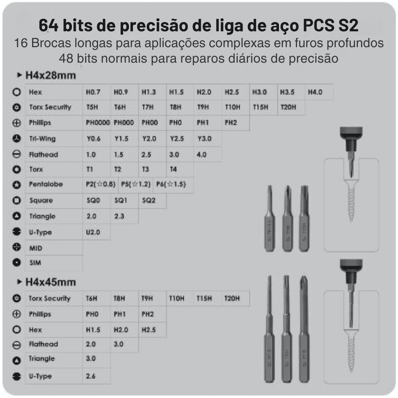 Electric Screwdriver - Conjunto de chave de fenda elétrica de precisão 68 em 1, sem fio